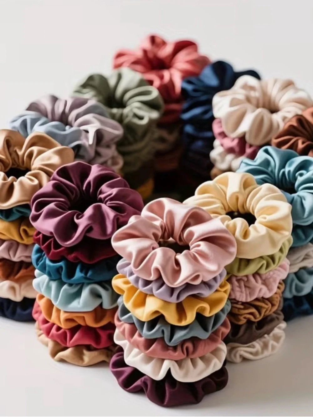 10 for $15 Colorful Satin Scrunchie Set-Multicolor-color randomly selected